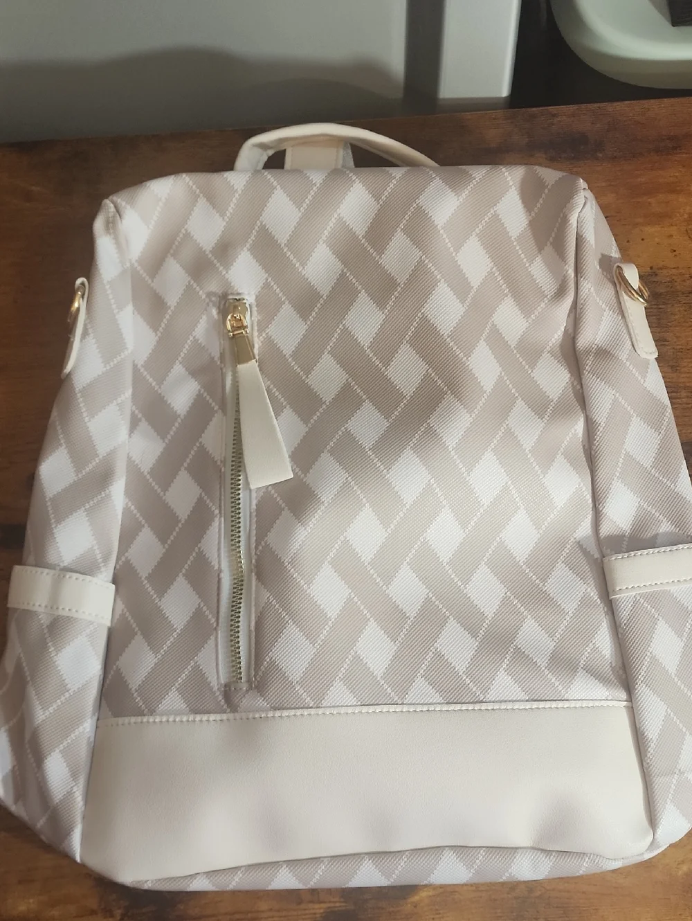 Beige- Lightweight, Portable Fashioable Ladies Travel Backpack With Anti-theft